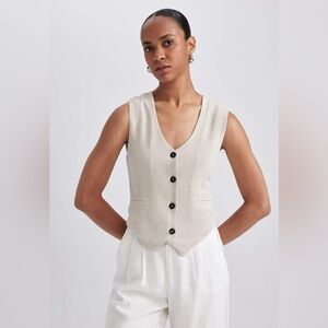 Defacto Beige Button-Up Vest